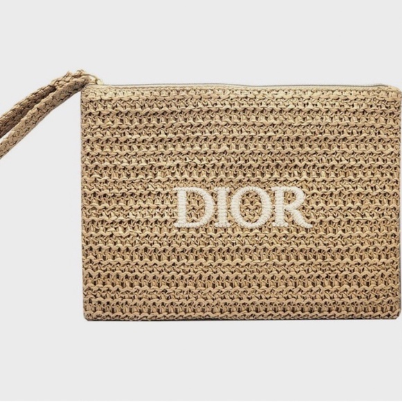 Dior Raffia Summer Clutch Make Up Pouch VIP Gift Handbag Novelty Authentic NEW - Picture 7 of 8